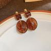 Maillard coffee color geometric earrings 2025 light luxury high-end temperament stud earrings niche retro style earrings