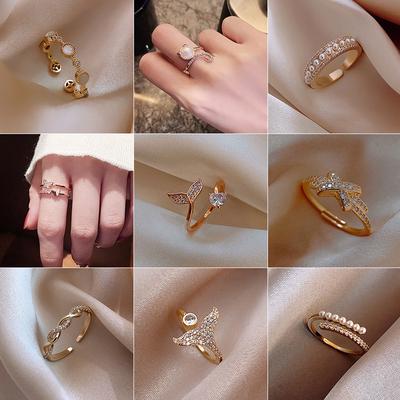 Ins Tide Adjustable Stainless Steel Rings For Women Simple Temperament Engagement Wedding Rings Fashion Jewelry Wholesale