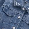 5-14 Years Kids Girls Denim Coat Lapel Button Jacket