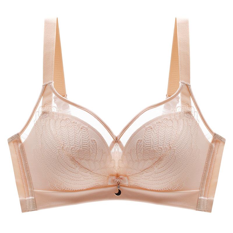 

Lace bra cover gathered without steel ring Adjustable thickness cup Embroidery anti-sagging medium thickness 40/90C
