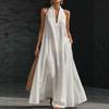 European and American Style Neck V-neck Sleeveless Pocket Dress Women, Summer New Loose Solid Color Holiday Beach Dress