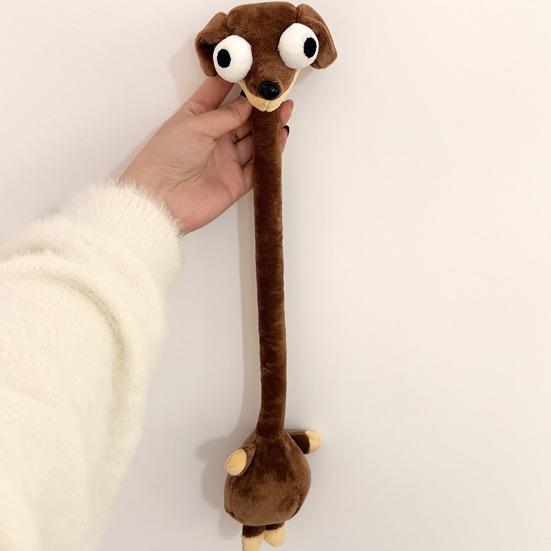 Cute Big-Eyed Stuffed Toy Long Neck Dog Duck Giraffe Plush Doll Car Bag Keychain Cute Animal Bendable Plush Figure Unique Gift for Dog Lovers