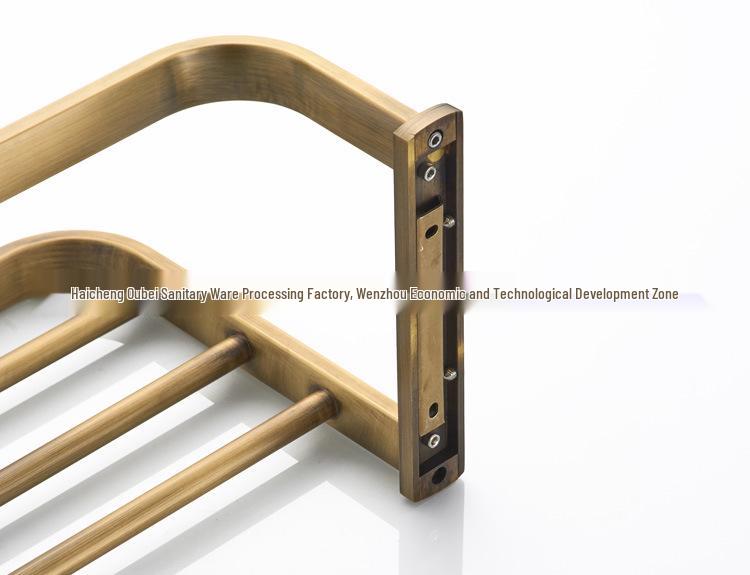 European Retro Copper Bathroom Shelf and Towel Rack in Antique Style