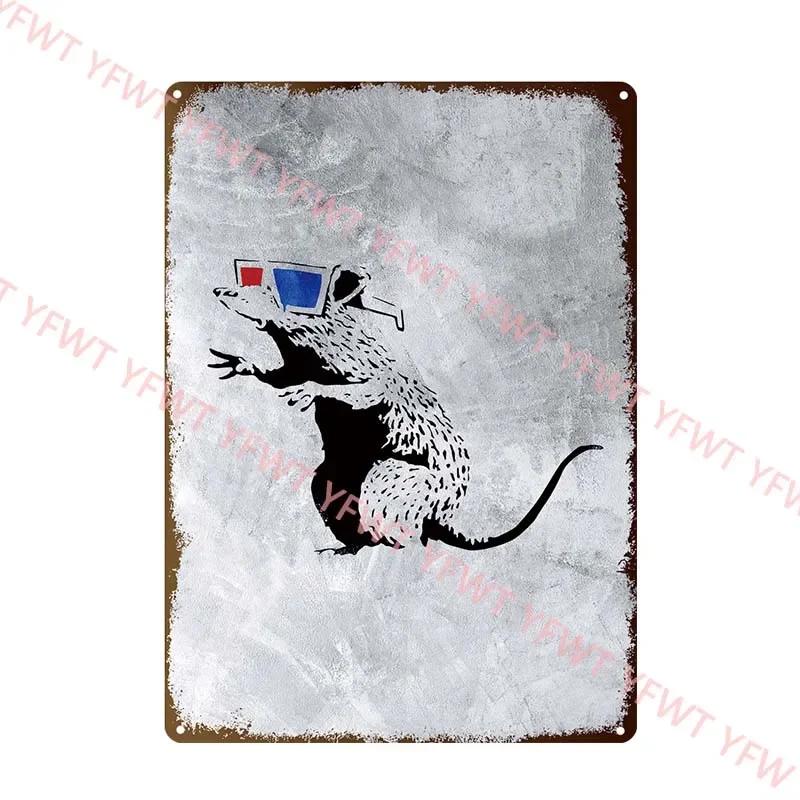 Banksy Graffiti Art Metal Tin Sign Poster Street Wall Painting Love Little Boy Poster Living Room Corridor Bar Home Decoration