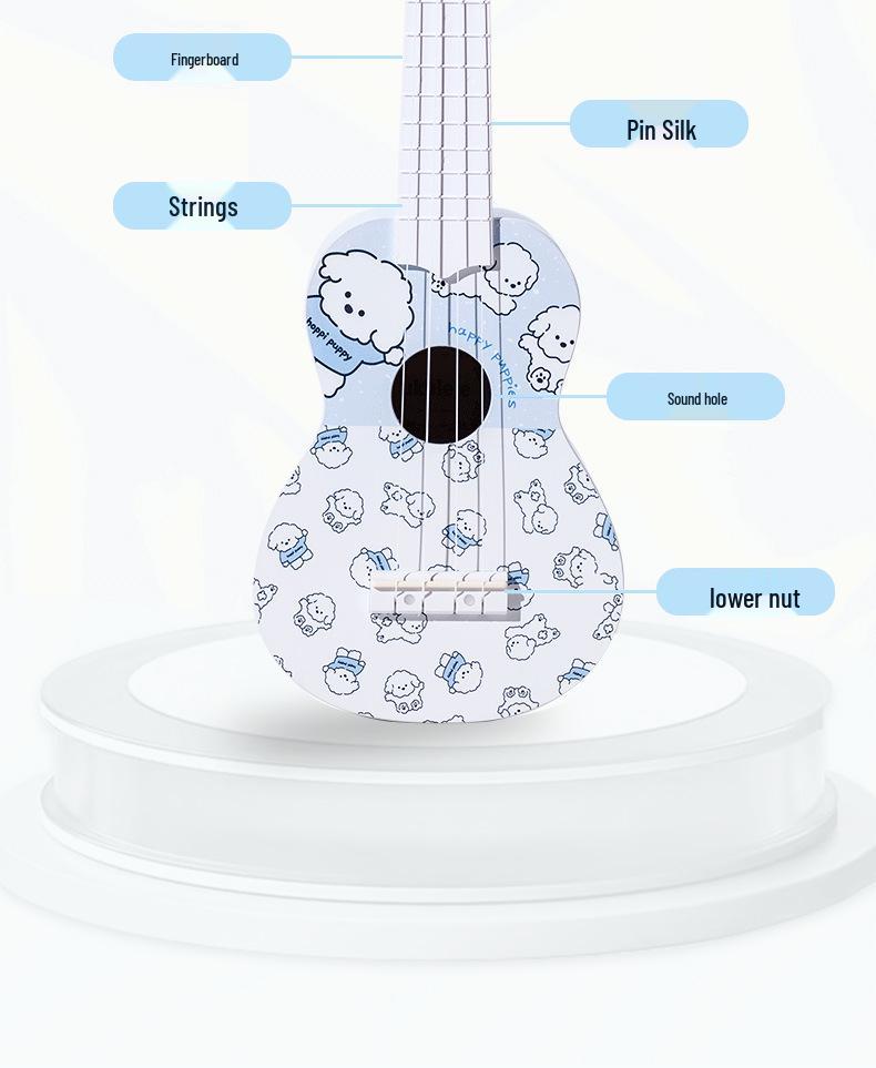 Charming Line Art Ukulele - Entry-Level Instrument for All Ages