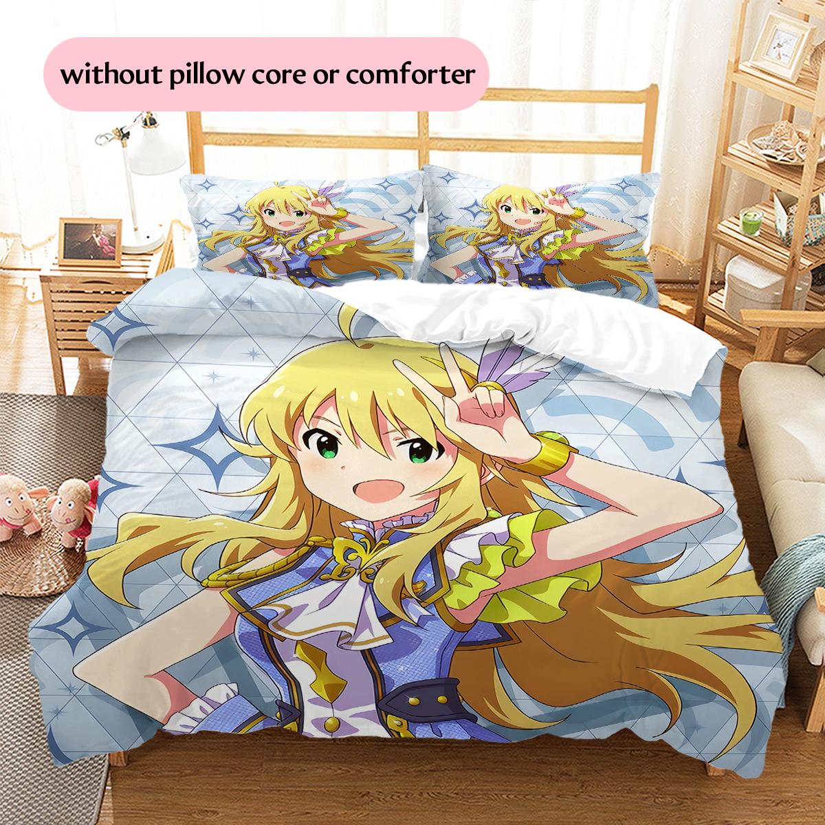 

Idolmaster CollectionPattern Bedding Quilt Set Home Decoration Gift (1 * duvet cover + 2 * pillowcase without core) 135x200cm