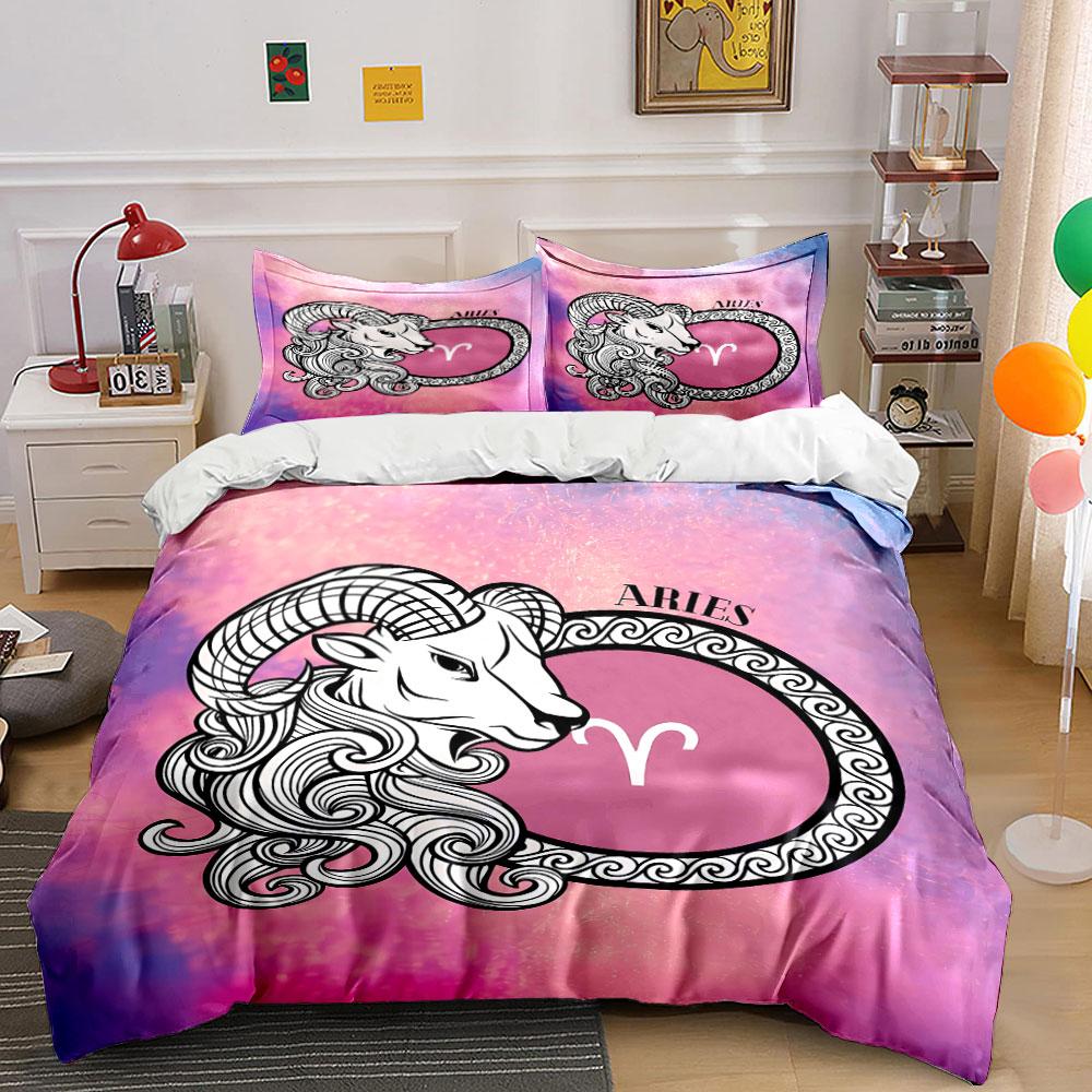 "Aries Zodiac Bedding Set" Bedding Duvet Cover Set Duvet Cover Pillowcases (1 * Duvet Cover 2 * Pillowcases, without duvet insert)