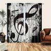 2pcs Artistic Music Note Printed Curtains, Designed for Light Filtering, Quality Material, Ideal for Music-Themed Home Window De