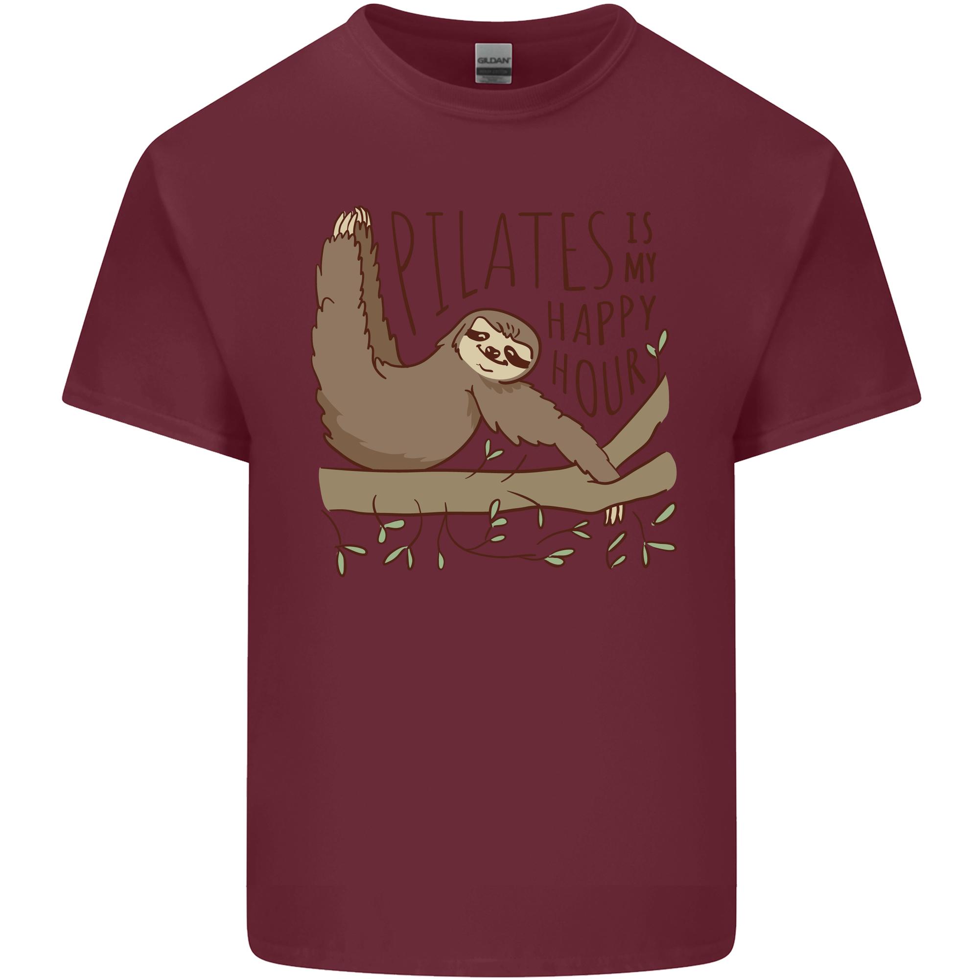 Pilates My Happy Hour Funny Yoga Sloth Unisexs Light Cotton TShirt S
