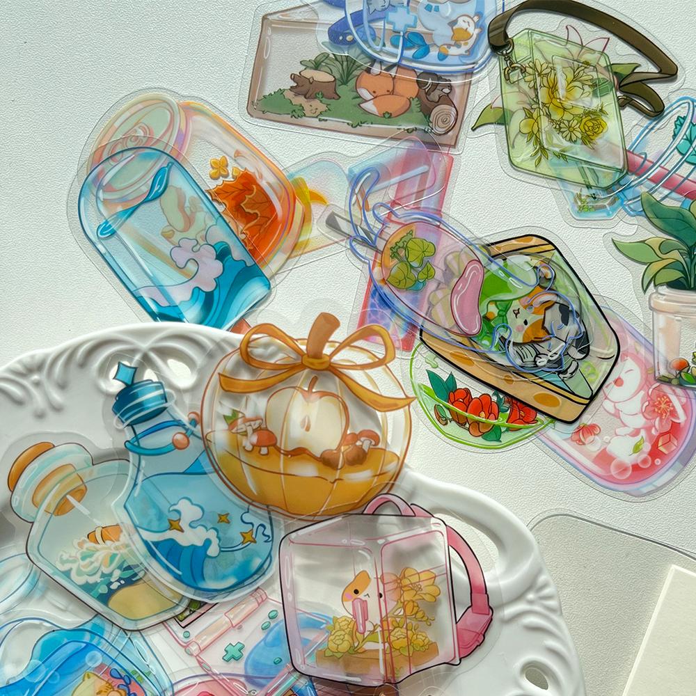 50pcs cartoon transparent object stickers luggage laptop scrapbook diary DIY skateboard guitar helmet DIY sticker painting