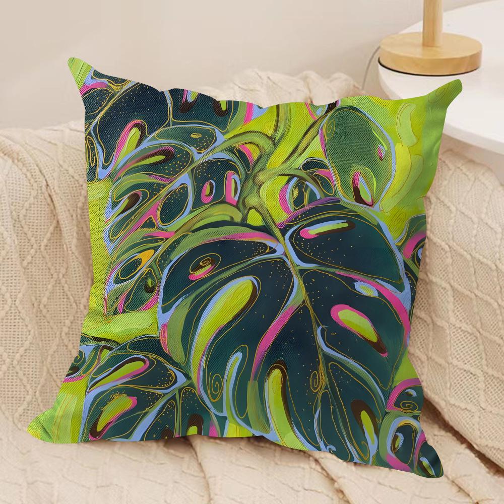 Leaves Cushion Cover Pillowcase Ultra Soft Skin Friendly Fabric Cloud Like Comfort & Concealed Zipper