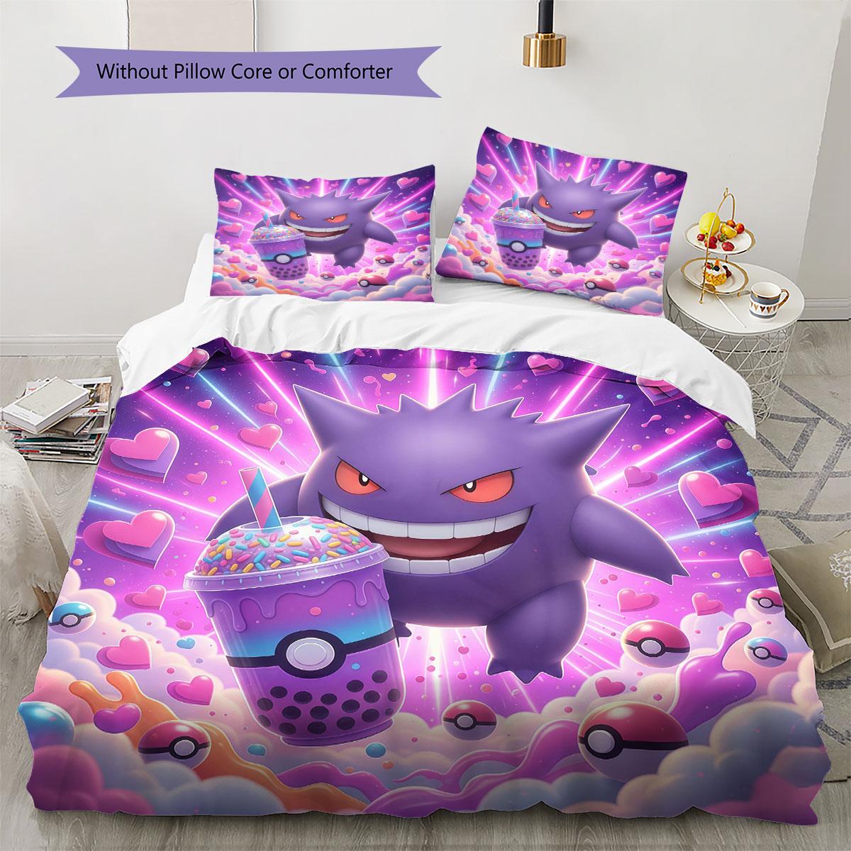 

Pokemon drinks Pattern Bedding Quilt Set Quilt Cover Pillowcase Home Decoration Birthday Gift (1 * duvet cover + 2 * pillowcase, without core) 135x200cm