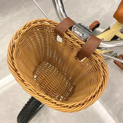 7 Styles Front Riding Basket Retro Woven Children's Bicycle Scooter Basket Front Handle Carrier
