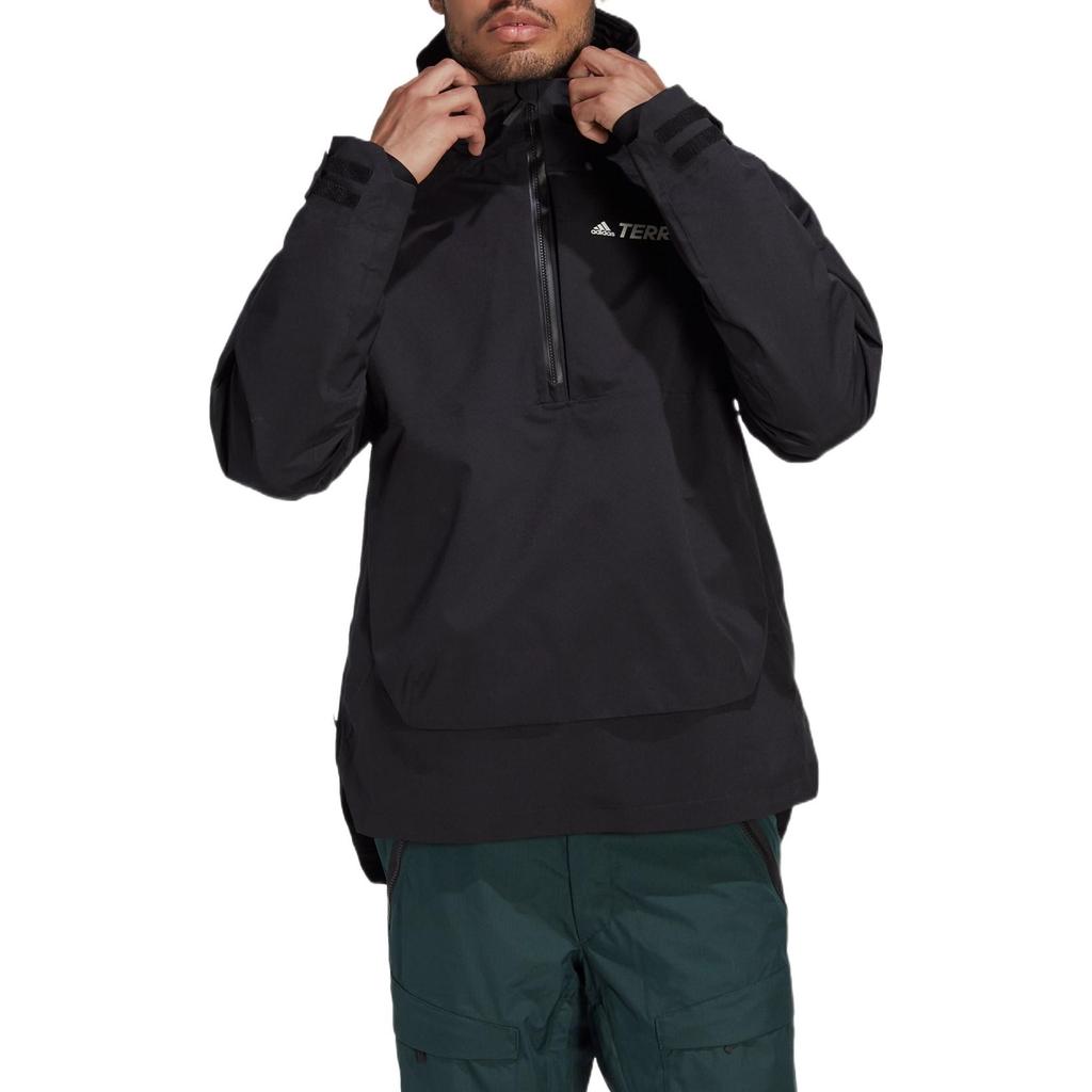 adidas Solid Color Brand Logo Half Zip Hooded Jacket Ski Wear Men Jackets Black HI5522