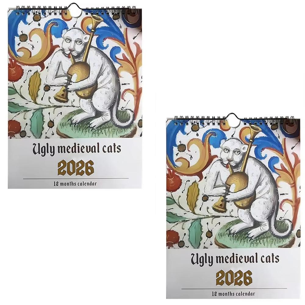 2026 Strange Cat Calendar Whimsical Cat Design Vintage Gothic Hanging Wall Calendar For The Entrance Hall And Bedroom Decoration