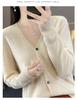 Women's Wool Knit Collar Cardigan: Slim-Fit, Long Sleeve, Loose Outerwear for Autumn and Winter.