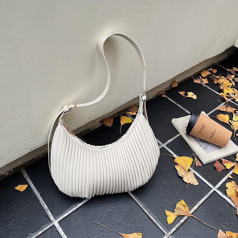 

Trendy Striped Large Capacity Crossbody Shoulder Handbag for Autumn/Winter грязно-белый