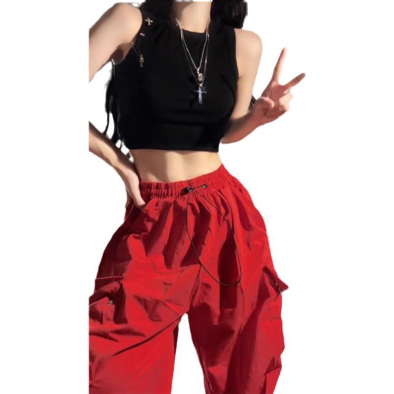 Women's High Waist Slimming Cargo Pants - Versatile, Loose Straight-Leg Drape, Floor-Length for Spring & Summer