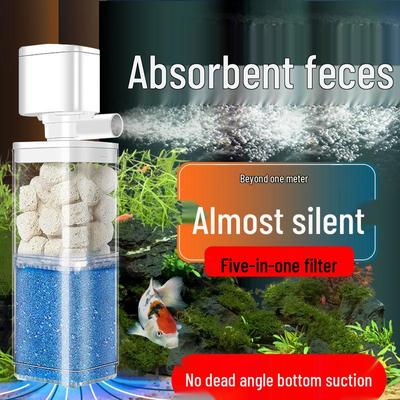 Filtre d'aquarium silencieux: Purificateur d'eau, Circulateur et Pompe à oxygène 3-en-1 Submersibles avec Fonction d'aspiration des Déjections.