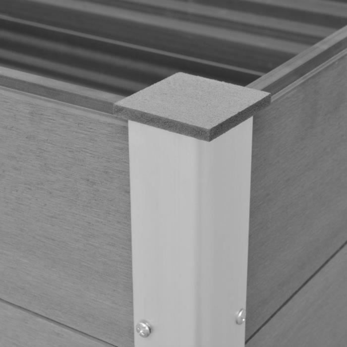 Jardinière - WPC - 100 x 100 x 54 cm - Gris - Composite bois-plastique - Carré
