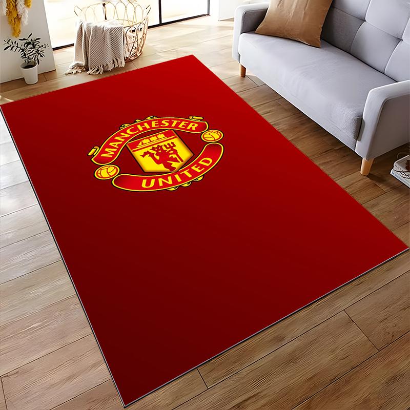 Manchester United Team Logo Red Rug Design Non-slip rug suitable for living room and bedroom sofas.