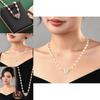 Luxurious Heart Pendant Necklace With Dazzling Diamond Inlay And Beautiful Pearl Chain