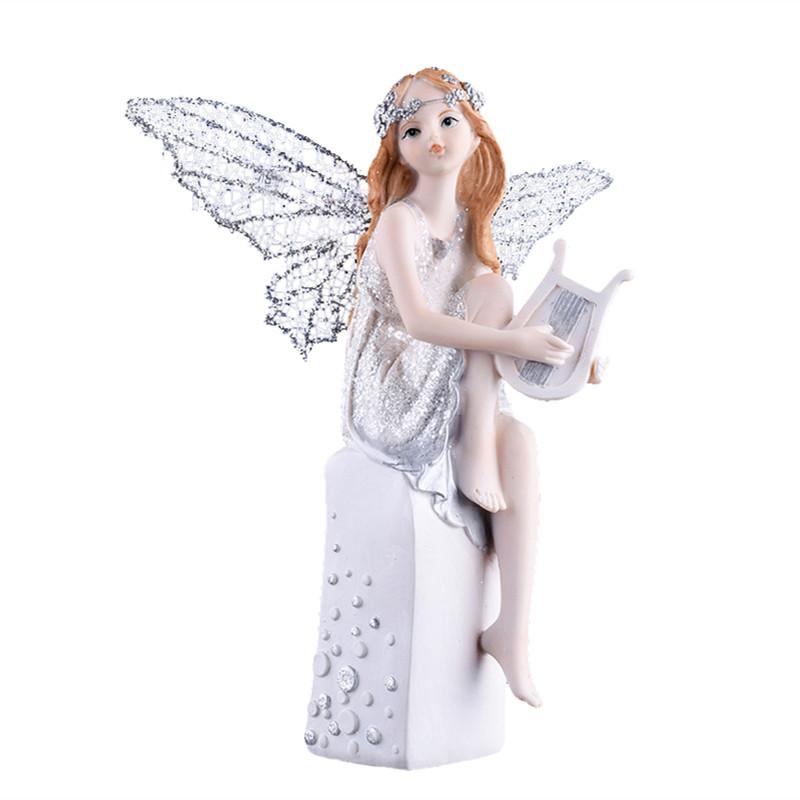 European Violin Angel Resin Craft Flower Fairy Ornaments Creative Children's Room Decor Girl's Birthday Gift Home Accessories