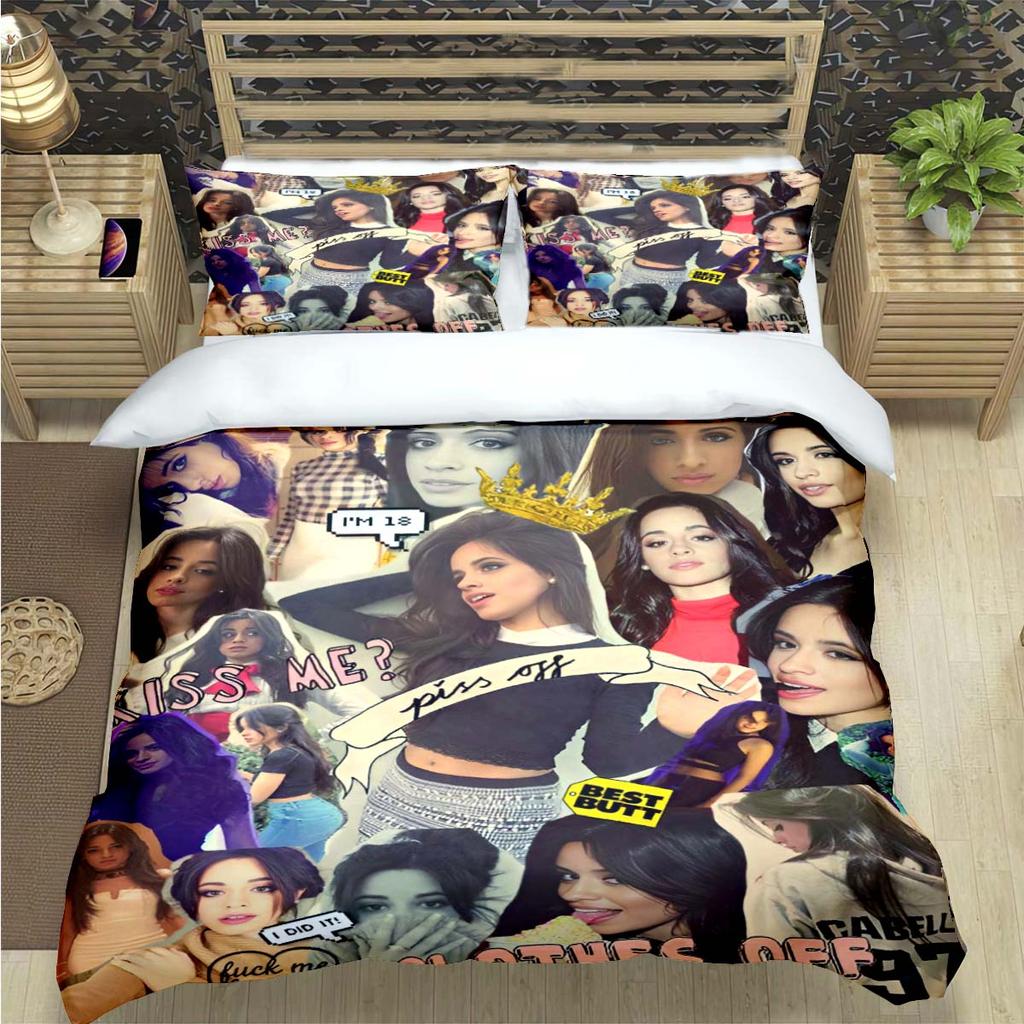 Popular Famous Singer C-Camila Cabello Print Bedding Sets Bed Supplie Set Comforter Set Teens Girls Twin Single Kid Gift