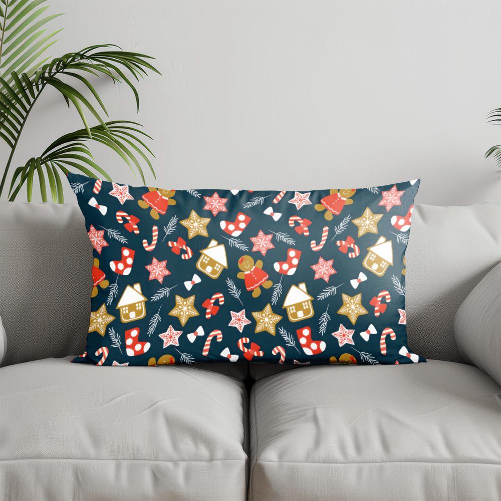Home Decor Christmas-themed Geometric Pattern Pillow Suitable For Sofa Bedroom Car Pillow Cover Cushion Rectangular Back Cushion