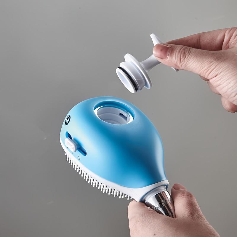 1 Set Cute Whale Shaped Showerhead with Soap Dispensing Silicone Brush Ideal for Bathing and Washing Hair, Round Plastic Design with Three Modes,