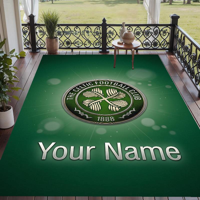 Custom Text Printed Rug Celtic FC Non Slip Floor Carpet For Home Room Decor