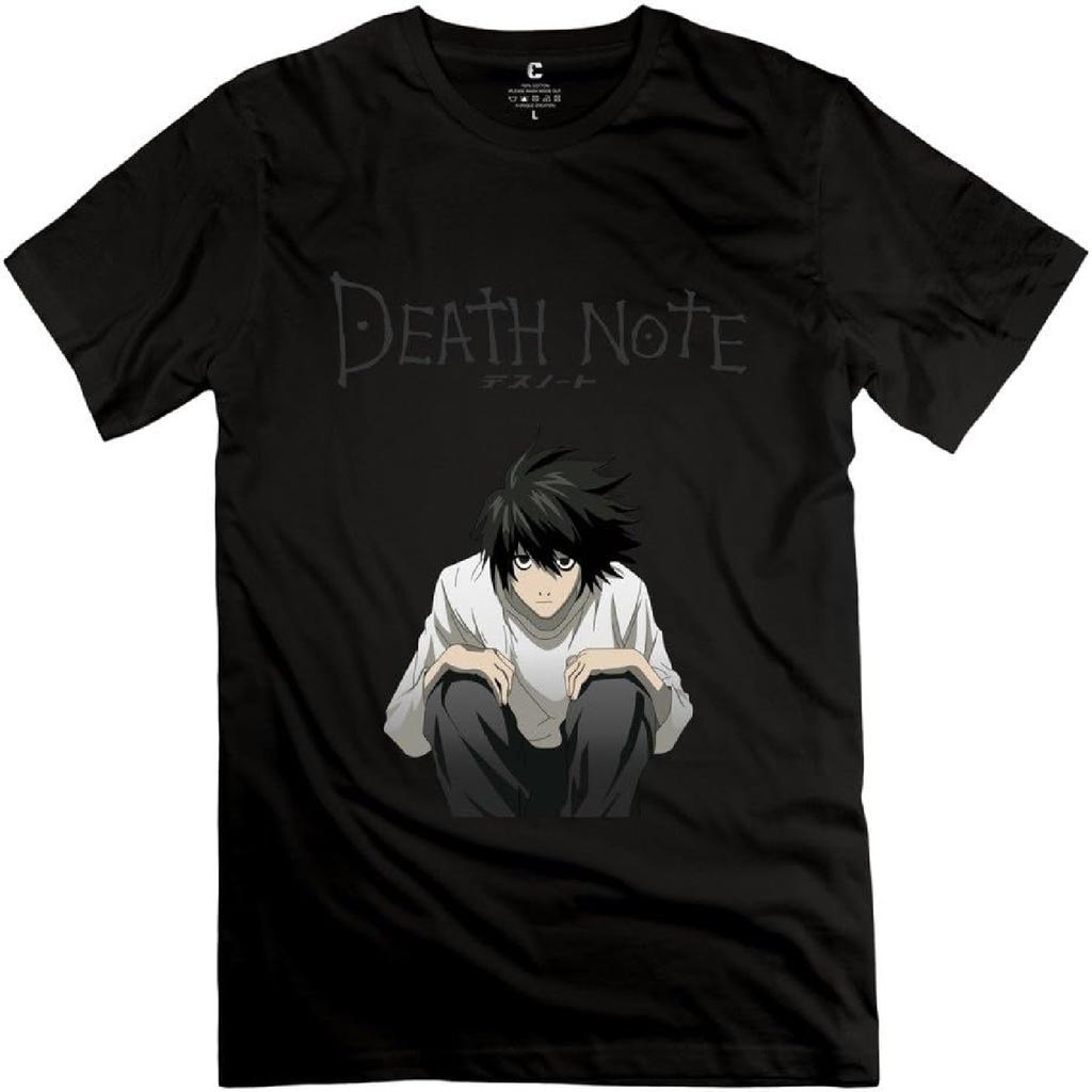 Maglietta Nera 100% Cotone Personalizzata con Logo Death Note da Uomo By Mjensen