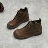Fashion GKTINOO Natural Leather Women's Shoes Handmade Soft Cow Leather British Style Flat Autumn High-top Leisure Shoes Short Boots