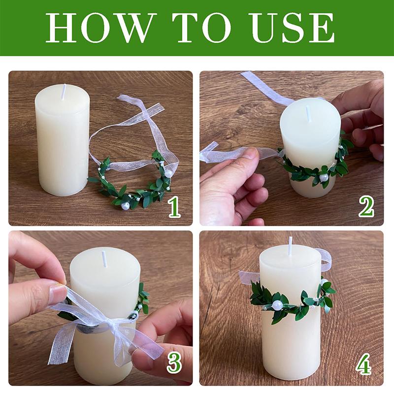 10 Pcs Drip Protection Communion Candle,Candle Rings Small Artificial Wreaths Drop Catcher For Candles