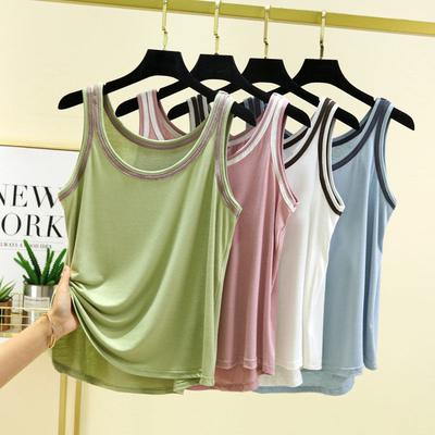 Modal Tank Top Women's Summer Versatile Plus Size Interior Round Neck Base Shirt Color Blocked Top