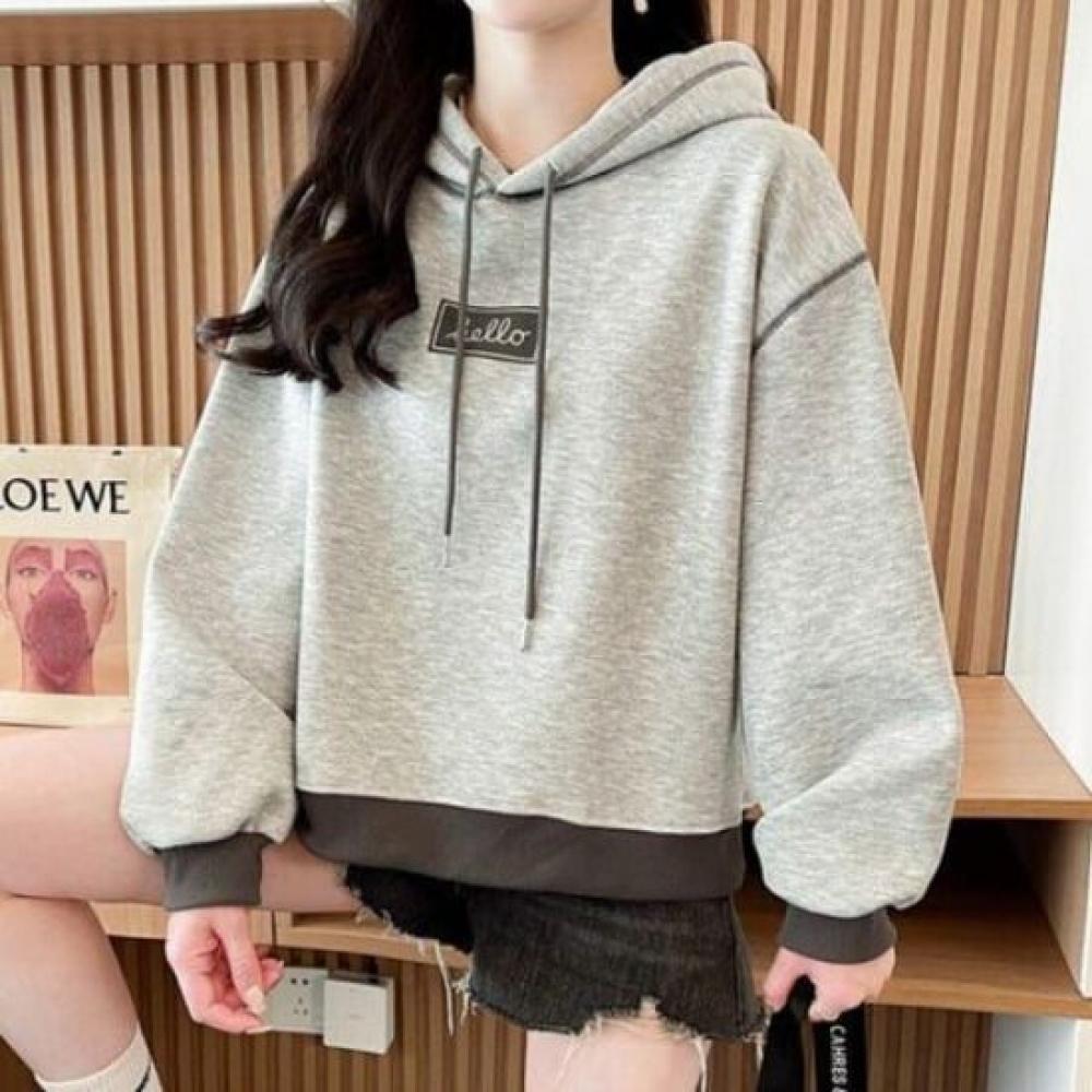 Navava Women Color Accent Long Sleeve Hoodie Sweatshirt Nt2285
