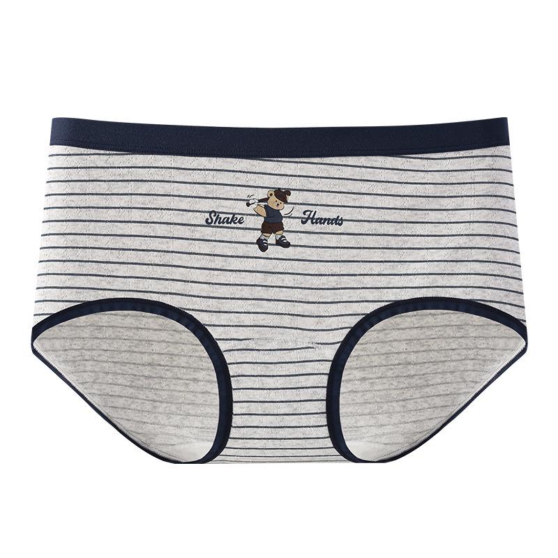 Damen Frühling und Herbst Baumwolle 10A Antibakteriell Hautfreundlich Bär College Stil Taille Dreieck Slip