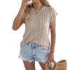 Women Cable Knit Short Sleeve Knit Top