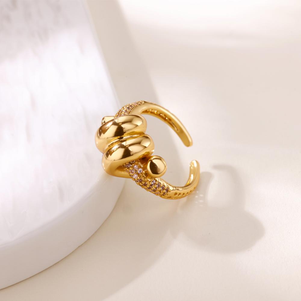 Stainless Steel Twsit Knot Rings For Women Gold Color Zircon Geometric Finger Rings Aesthetic Wedding Punk Jewelry Gift