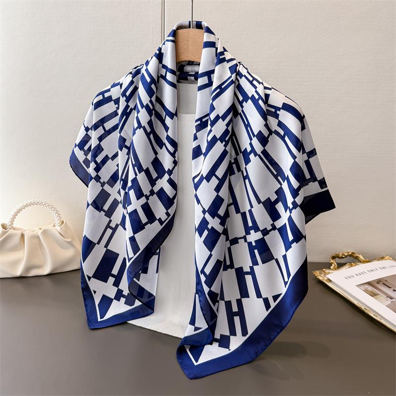 Artistic Burst Imitation Silk High-End Printing Large Square Scarf Silk Scarf Shawl Headscarf Neck Protection Scarf Decorative Scarf