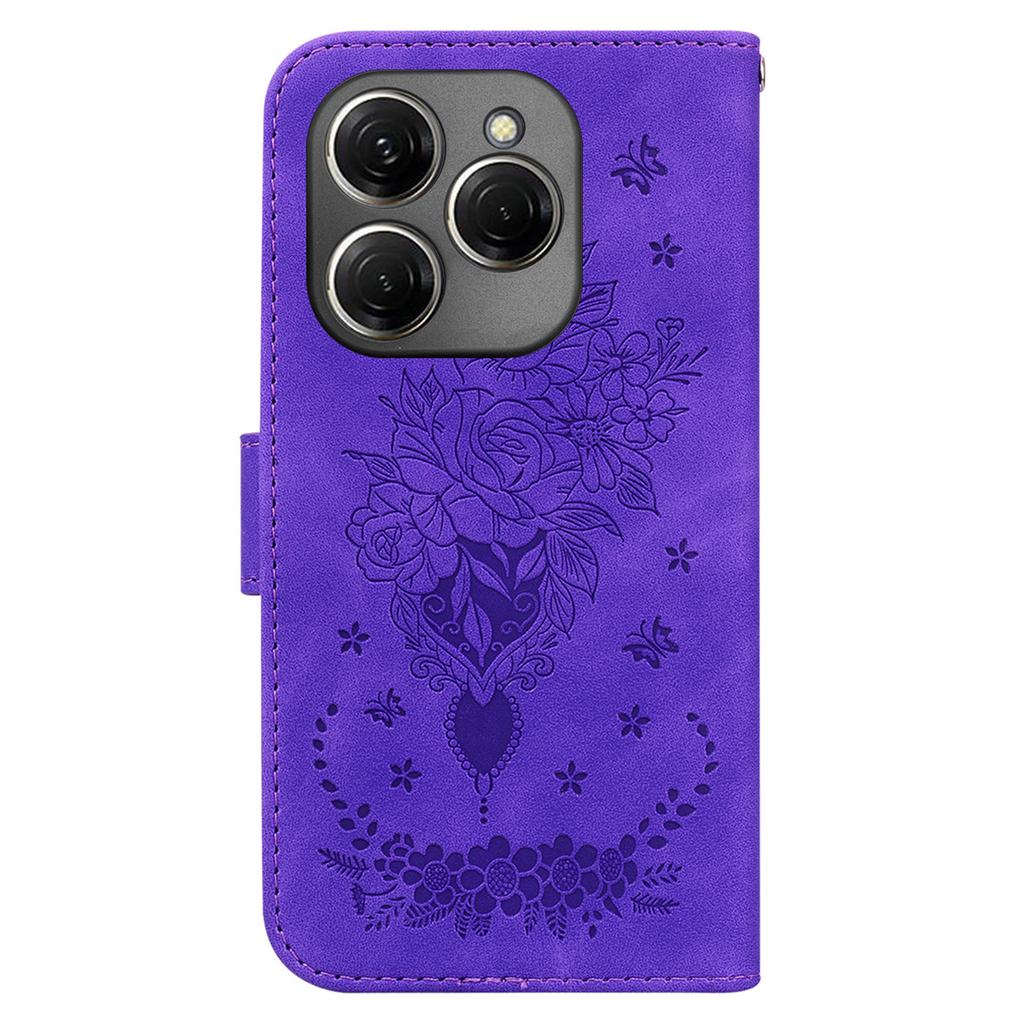 For TECNO Spark 20 Pro Case Flower Imprint Shockproof Leather Phone Cover