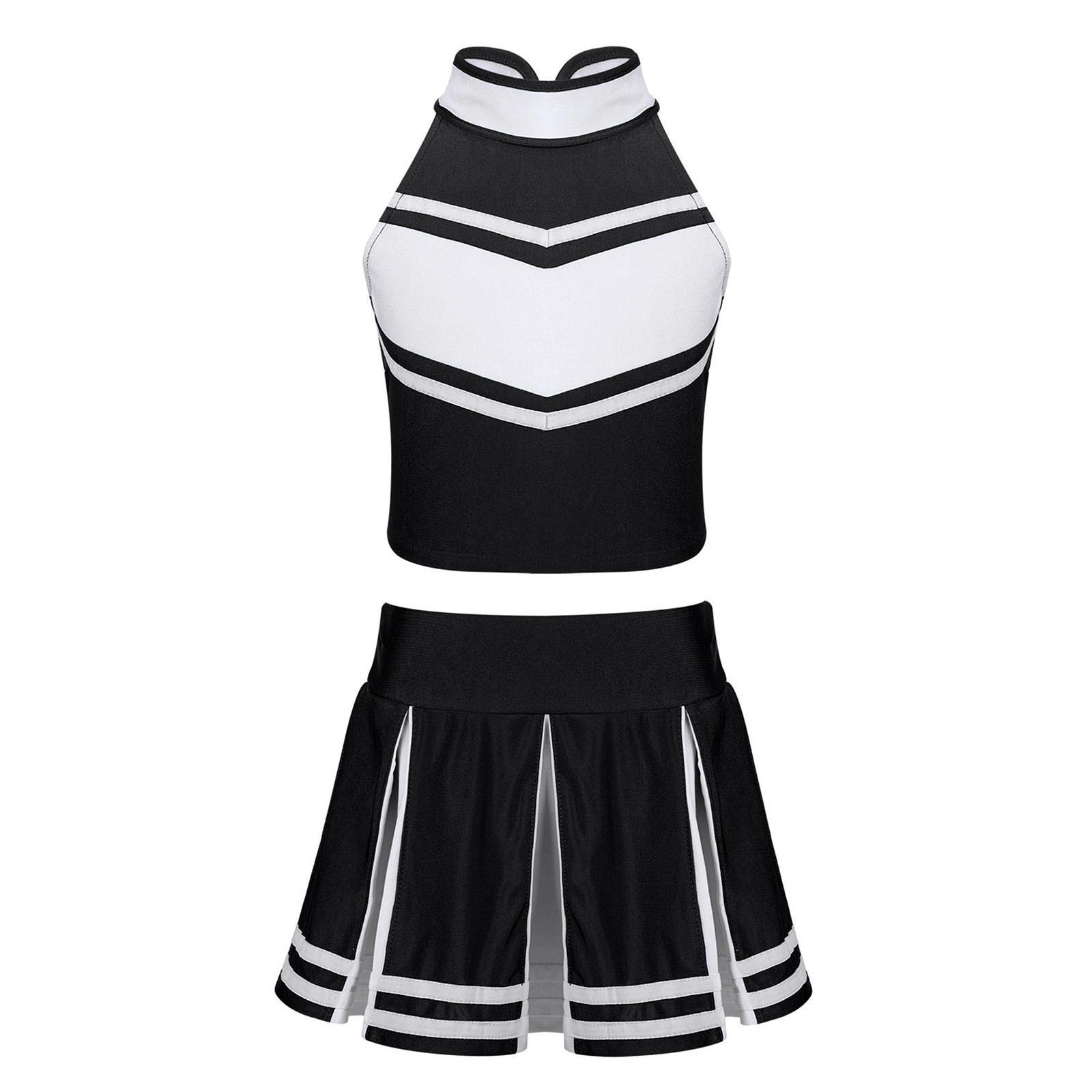

Kids Girls Cheer Leader Costume School Uniform Cheerleading Outfit Carnival Party Cosplay Fancy Dress 11-12 Years чорний