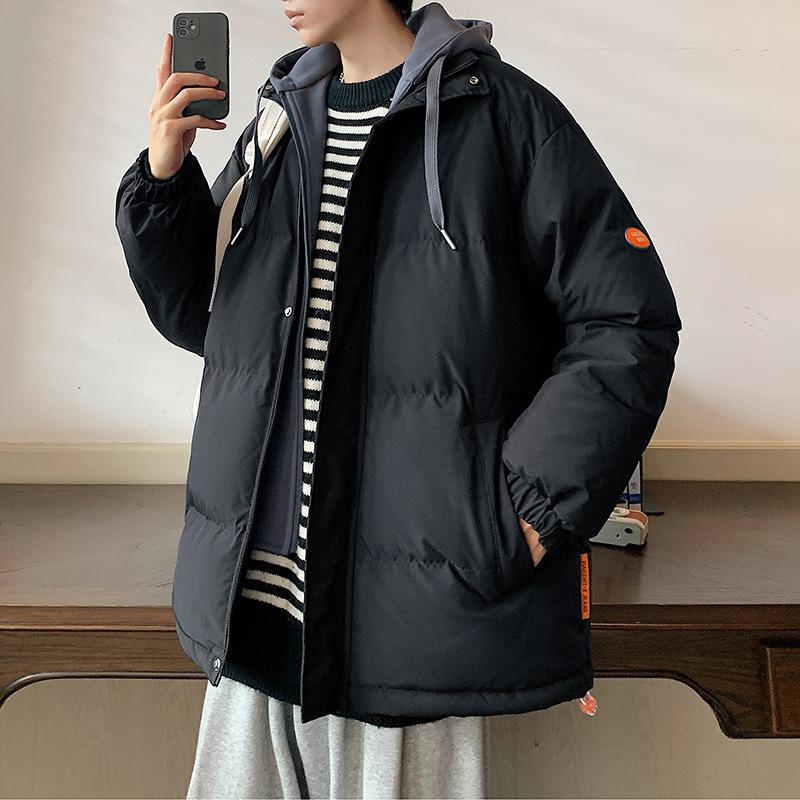 Winter Fake Two-piece Coat Men's New Cotton-padded Coat Loose and Thickened Cotton-padded Jacket Trendy Brand Fattened Large-size Cotton-padded Jacket