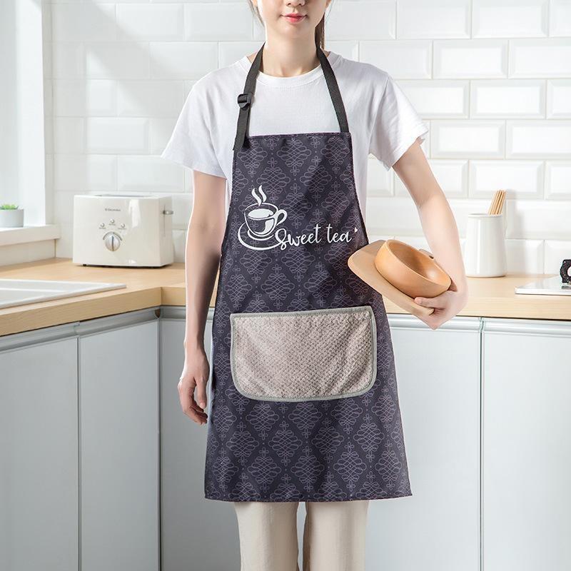 Resistant Oil Waterproof Polyester Oxford Stripeds Apron Wipe Kitchens Hand