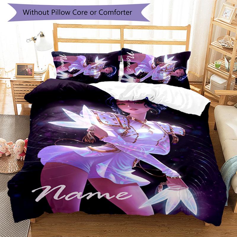 3pcs KPop Demon Hunters14 Cover Set - Personalized Name, HD Printed Bedding with 1 Cover and 2 Pillowcases - Perfect for Home Decor, Easy Care