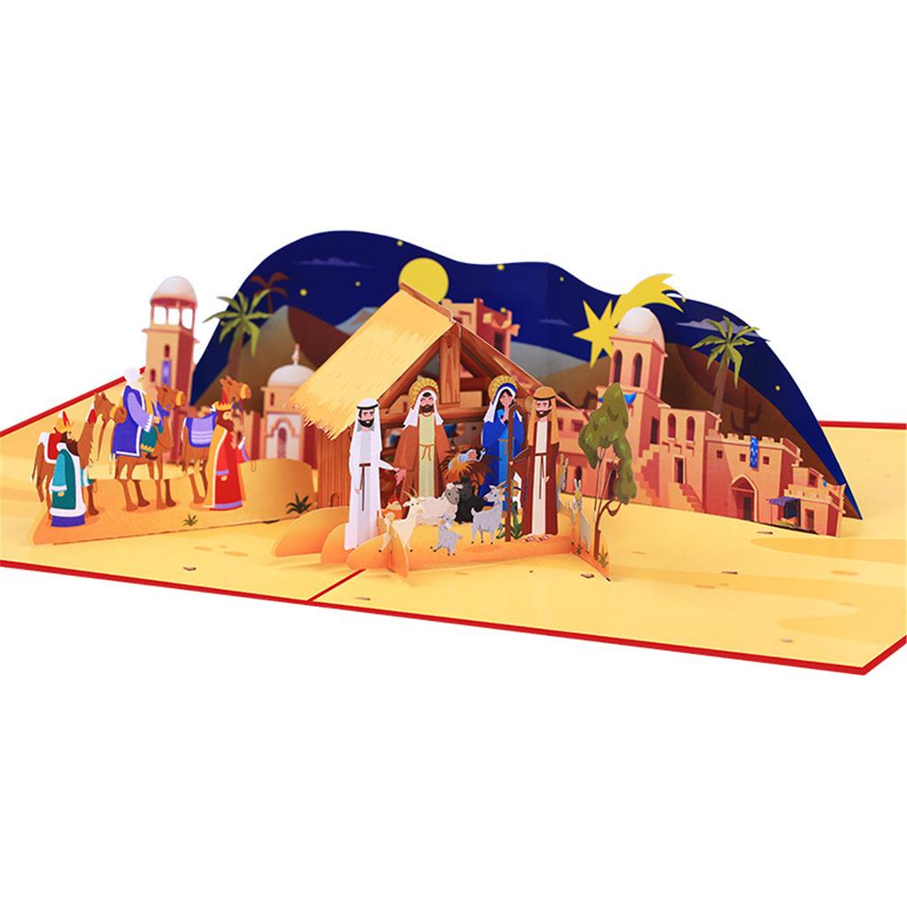 Christmas Themed 3D House Card with Envelope Handmade Festival Greeting Card Stylish Gifts Postcard Home Decoration
