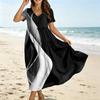 Women Loose Fit Bohemian Style Short Sleeve V Neck Dress with Gradient Floral Print Casual Summer Midi Dress