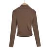Women's Retro Halter Neck Long Sleeve Fleece Lined Top