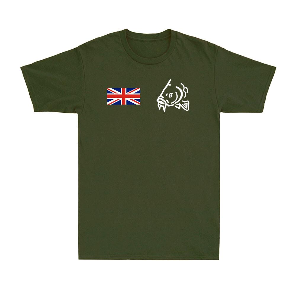 Carp And UK Flag Funny Carp Fishing Fisherman Angling Men s T-shirt S