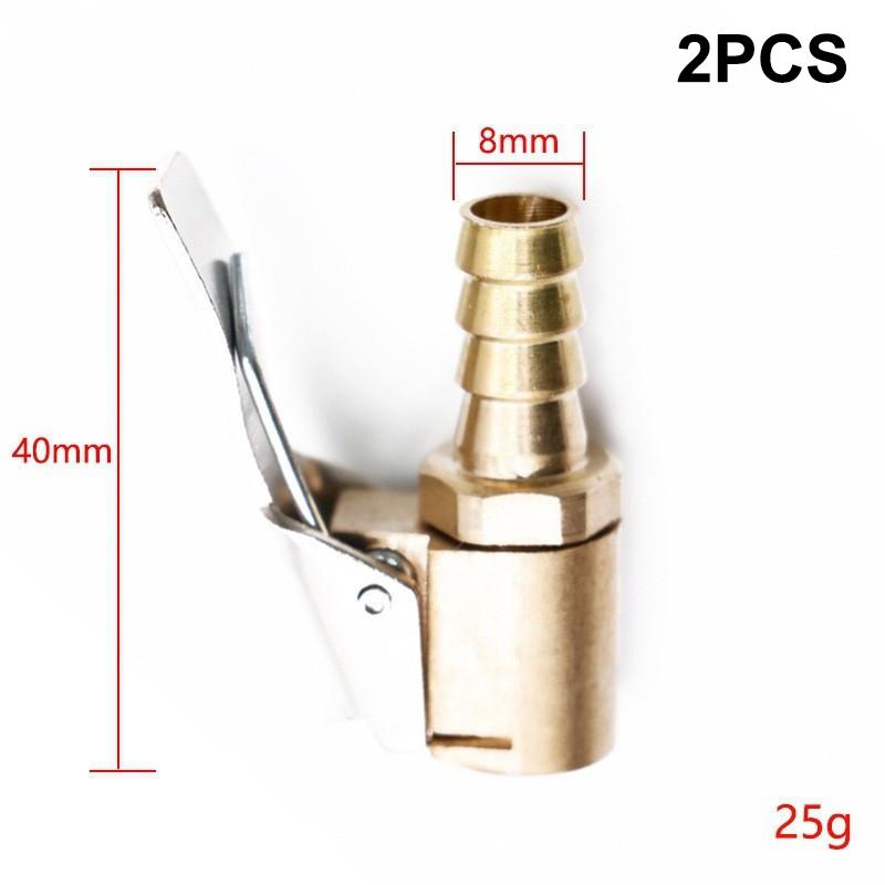 

2Pcs Brass Locking Nozzle Tire Air Chuck Clip Adapter - Automotive Grade For Efficient Inflation A3